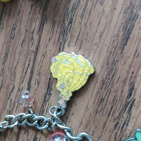 Disney Princess Silver 4 Charm Bracelet Tinkerbell, Belle, Cinderella, SleepingB - Picture 4 of 9